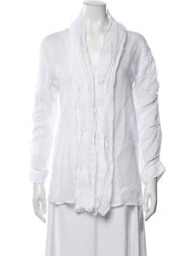 Pre-owned 100% Capri Linen Jacket In White