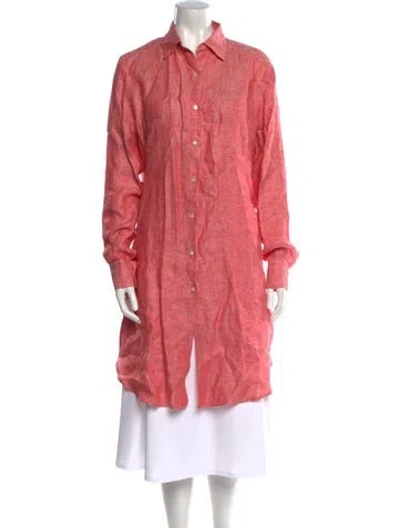 Pre-owned 100% Capri Linen Knee-length Dress In Red