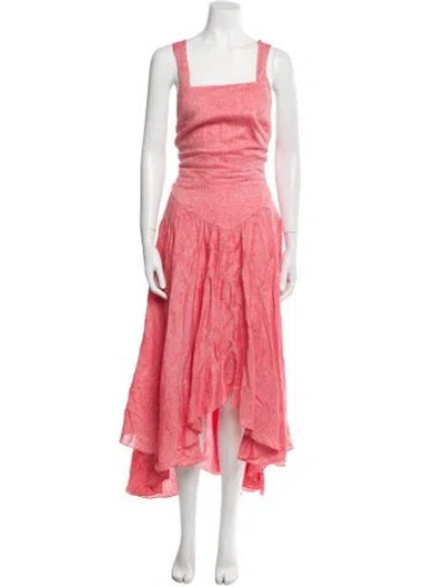 Pre-owned 100% Capri Linen Long Dress In Pink