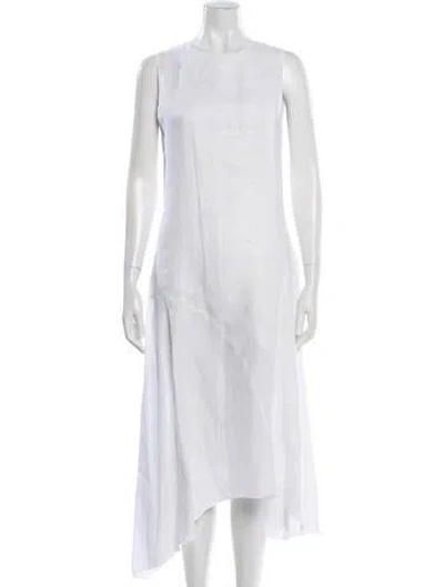 Pre-owned 100% Capri Linen Long Dress In White