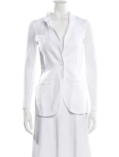 Pre-owned 100% Capri Linen Long Sleeve Button-up Top In White