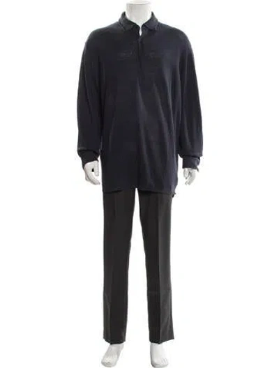 Pre-owned 100% Capri Linen Long Sleeve Shirt In Blue