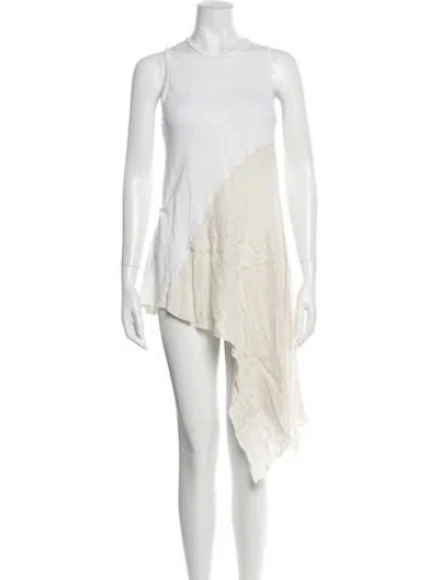 Pre-owned 100% Capri Linen Midi Length Dress In Neutral