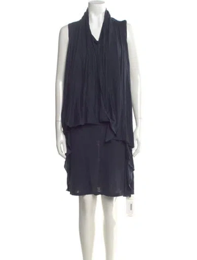 Pre-owned 100% Capri Linen Mini Dress In Blue