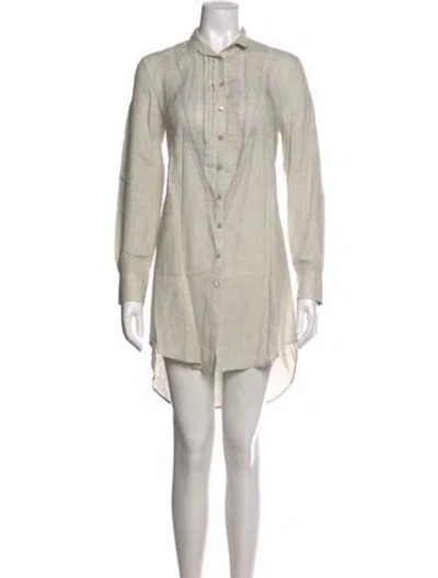 Pre-owned 100% Capri Linen Mini Dress In Neutral