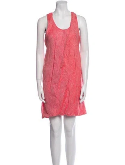 Pre-owned 100% Capri Linen Mini Dress In Pink