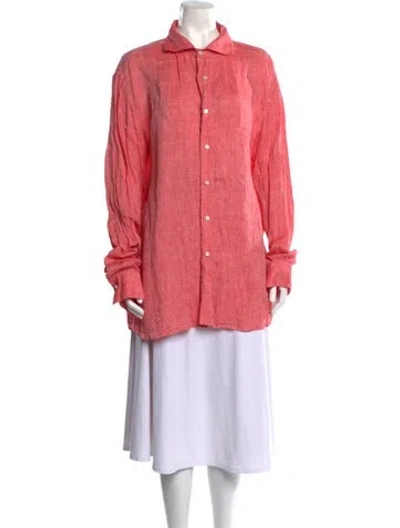 Pre-owned 100% Capri Linen Mini Dress In Red