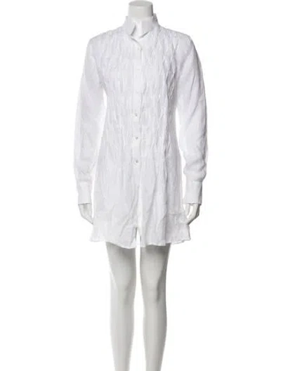 Pre-owned 100% Capri Linen Mini Dress In White