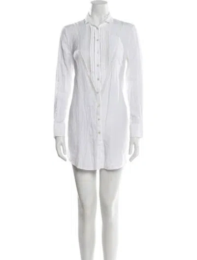 Pre-owned 100% Capri Linen Mini Dress In White