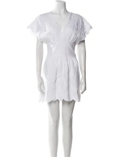 Pre-owned 100% Capri Linen Mini Dress In White