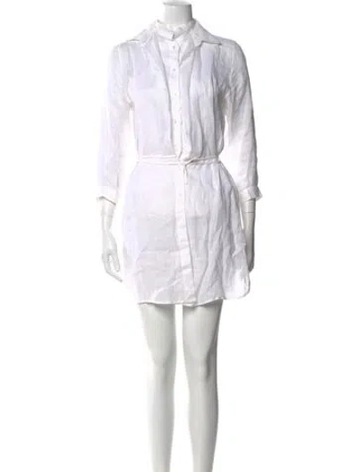 Pre-owned 100% Capri Linen Mini Dress In White