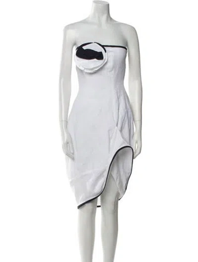Pre-owned 100% Capri Linen Mini Dress In White