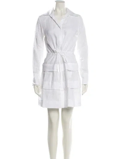 Pre-owned 100% Capri Linen Mini Dress In White