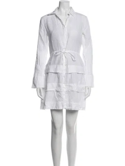 Pre-owned 100% Capri Linen Mini Dress In White