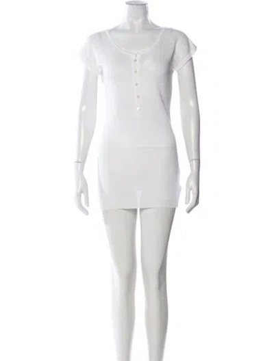 Pre-owned 100% Capri Linen Mini Dress In White