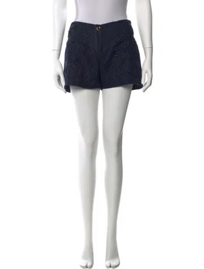 Pre-owned 100% Capri Linen Mini Shorts In Blue