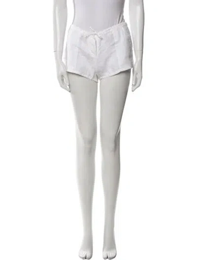 Pre-owned 100% Capri Linen Mini Shorts In White