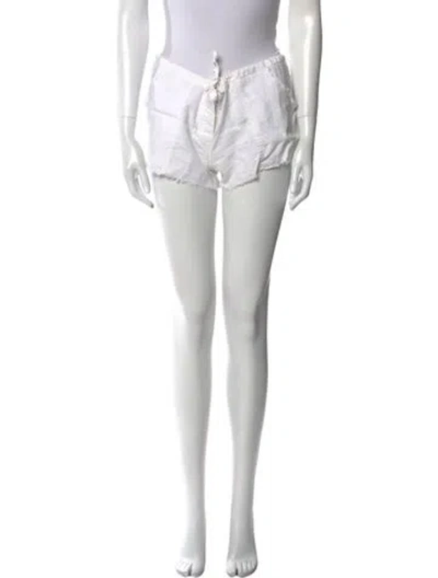 Pre-owned 100% Capri Linen Mini Shorts In White