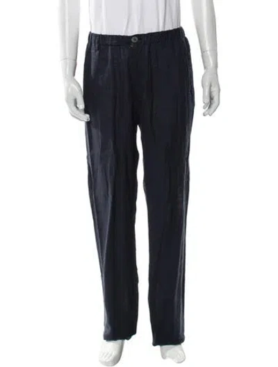 Pre-owned 100% Capri Linen Pants In Blue
