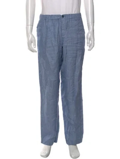 Pre-owned 100% Capri Linen Pants In Blue