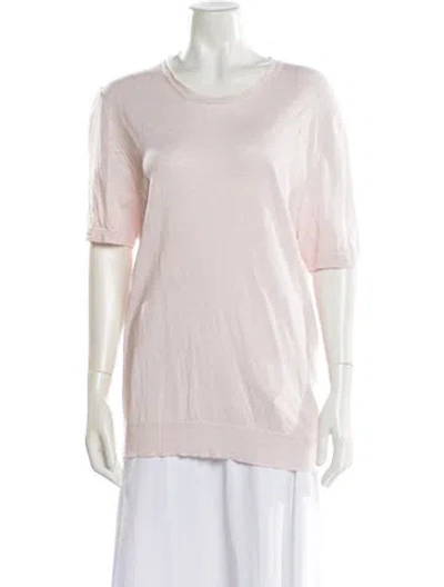 Pre-owned 100% Capri Linen Scoop Neck Sweater In Pink