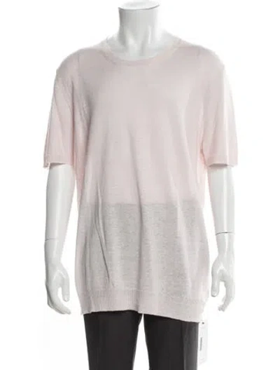 Pre-owned 100% Capri Linen Scoop Neck T-shirt In Pink