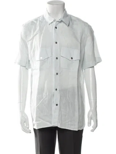 Pre-owned 100% Capri Linen Short Sleeve Shirt In White