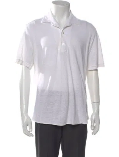 Pre-owned 100% Capri Linen Short Sleeve Shirt In White