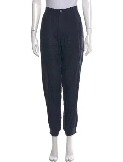 Pre-owned 100% Capri Linen Skinny Leg Pants In Blue