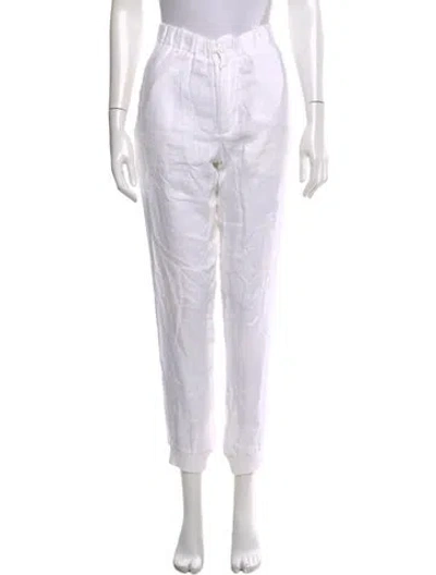 Pre-owned 100% Capri Linen Skinny Leg Pants In Neutral