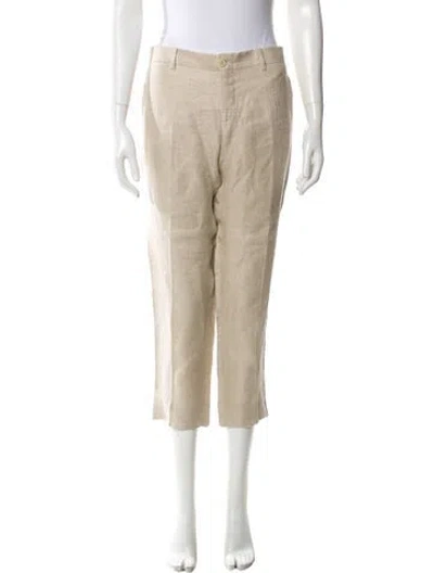 Pre-owned 100% Capri Linen Straight Leg Pants In Blue