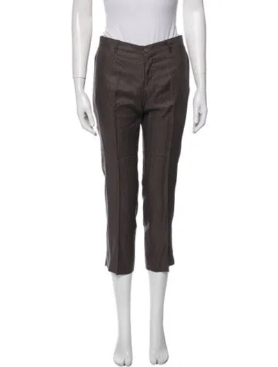 Pre-owned 100% Capri Linen Straight Leg Pants In Brown