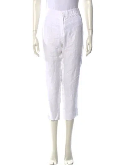 Pre-owned 100% Capri Linen Straight Leg Pants In Neutral