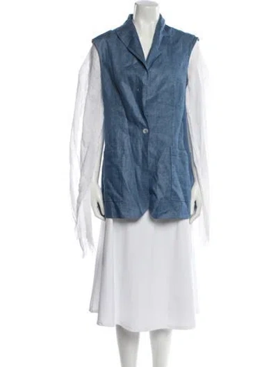 Pre-owned 100% Capri Linen Vest In Blue