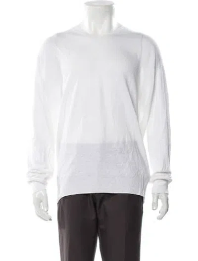 Pre-owned 100% Capri Linen V-neck Pullover In White