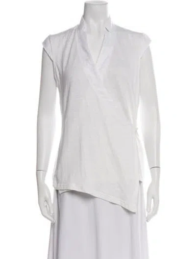 Pre-owned 100% Capri Linen V-neck Top In Multi