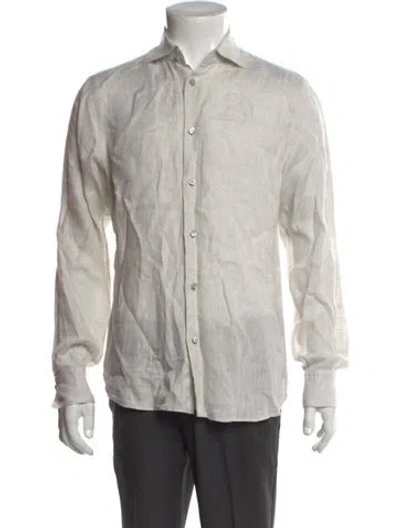 Pre-owned 100% Capri Long Sleeve Dress Shirt In Neutral