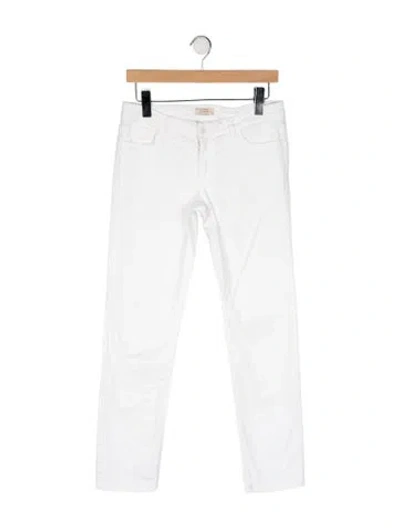 Pre-owned 100% Capri Low-rise Straight Leg Jeans In White