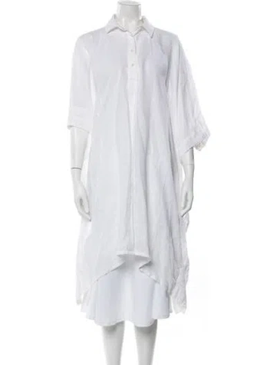 Pre-owned 100% Capri Silk Long Sleeve Tunic In White