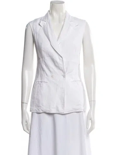 Pre-owned 100% Capri Silk Sleeveless Top In White