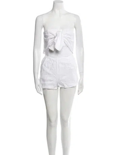 Pre-owned 100% Capri Silk Strapless Romper In White