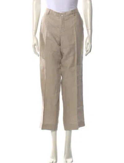 Pre-owned 100% Capri Silk Wide Leg Pants In Neutral