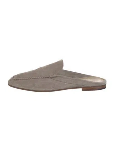 Pre-owned 100% Capri Suede Slippers In Gray