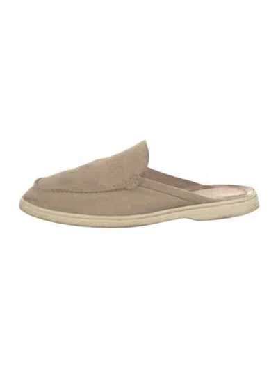 Pre-owned 100% Capri Suede Slippers In Neutral