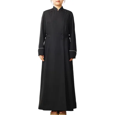 Pre-owned 100% Church Women Clergy Cassock Priest Cassock Choir Minister Robe In Black