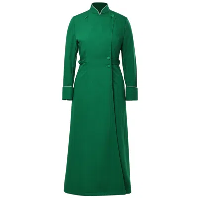 Pre-owned 100% Church Women Clergy Cassock Priest Cassock Choir Minister Robe In Green