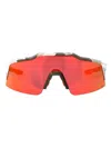 100% Sunglasses In Soft Tact Grey Camo - Hiper Red Multilayer Mirror Lens