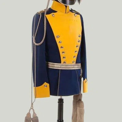 Pre-owned 100% Imperial German Prussian Colonel Navy Blue Wool Jackson In Yellow