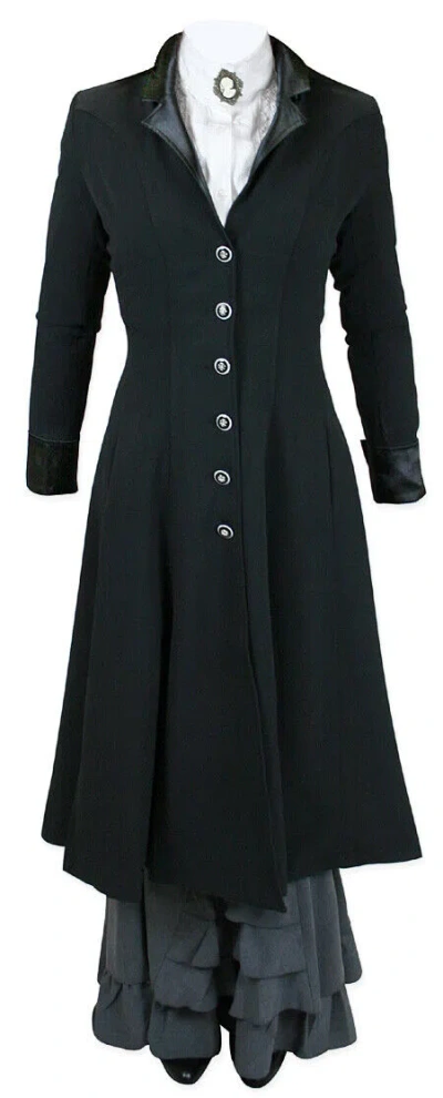 Pre-owned 100% Ladies Black Wool Long Coat