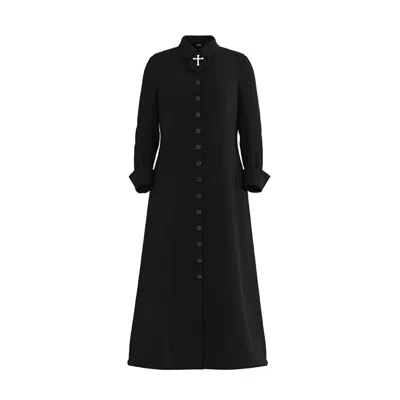 Pre-owned 100% Ladies Clergy Cassock Robe For Church Cross Pastor Robes Priest Clerical Robe In Black